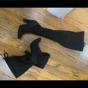 Black Thigh High Heel Boots